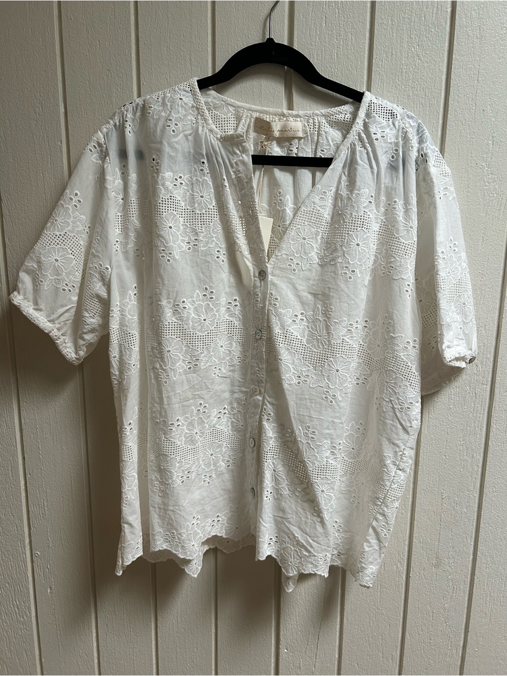 Natalie Martin NWT - White Eyelet Button-Front Women’s Top
